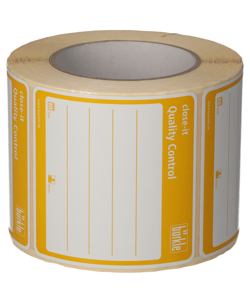 Étiquettes de fermeture et de contrôle close-it, 95x95, jaunes, rouleau de 500 étiquettes - 1