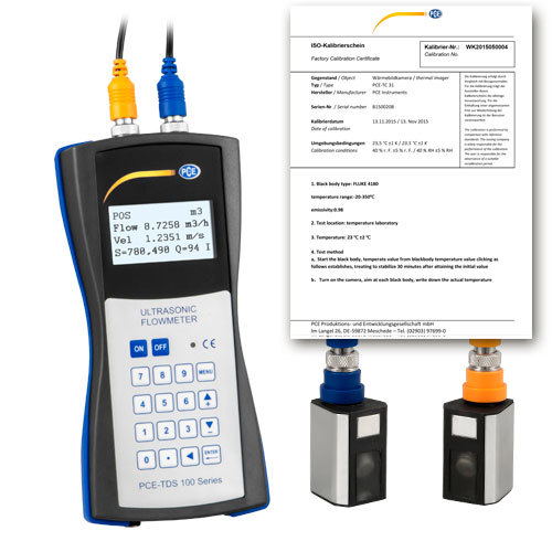 Prietokomer PCE-TDS 100, 2x senzor, menovitá šírka DN 15 - 100 + kalibračný certifikát ISO - 1