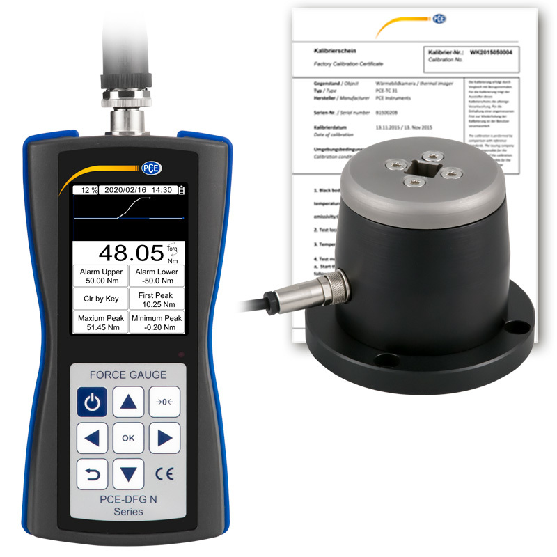 Prístroj na meranie krútiaceho momentu PCE-DFG, vnútorný 4-hran 1/2, do 50 Nm + ISO certifikát - 1