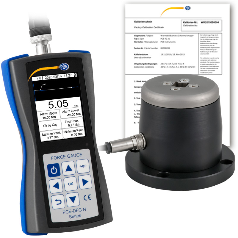 Prístroj na meranie krútiaceho momentu PCE-DFG, vnútorný 4-hran 1/2, do 10 Nm + ISO certifikát - 1