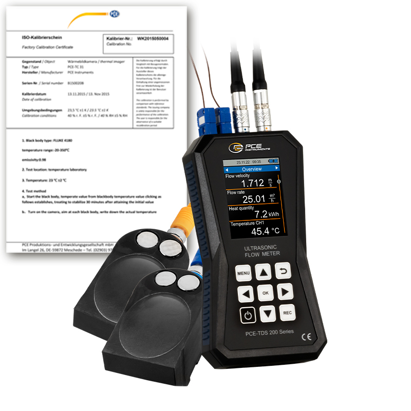 Przepływomierz PCE-TDS 200+, 2 czujniki, średnica nominalna DN 300-6000 + certyfikat kalibracji ISO - 1