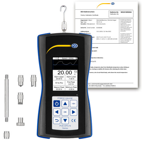 Silomer PCE-DFG N, pre meranie ťahu a tlaku, do 20 N, vnútorný snímač zaťaženia + ISO - 1