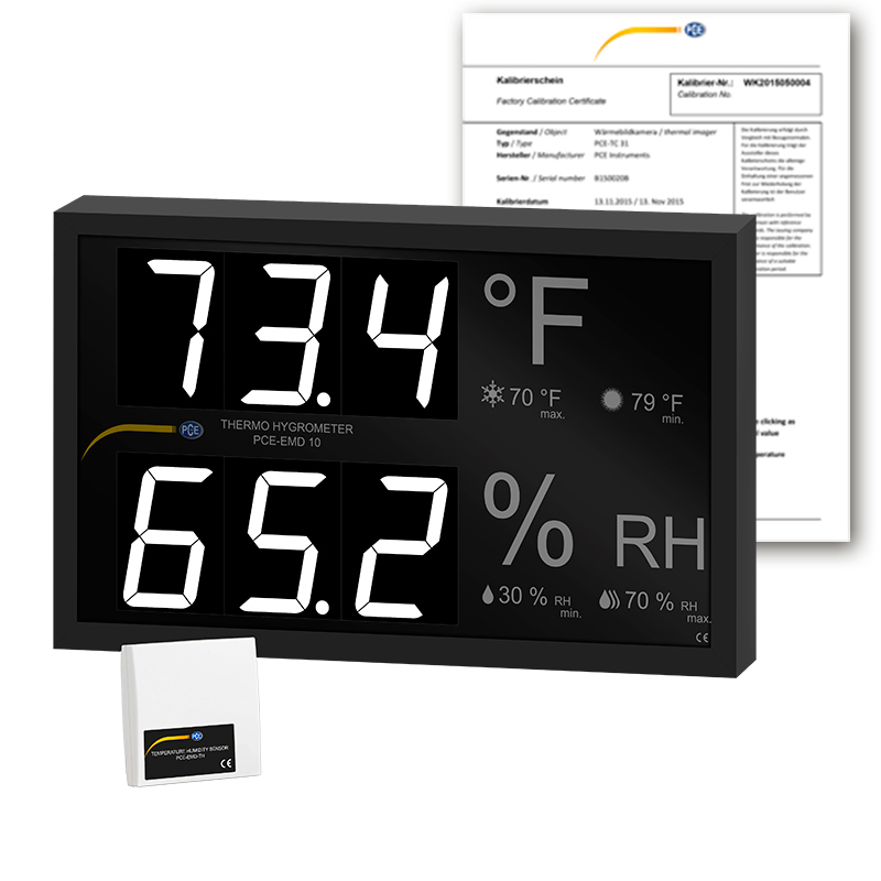 Klimamessgerät PCE-EMD, zur Messung von Fahrenheit-Temperatur und Feuchtigkeit + ISO-Zertifikat - 1