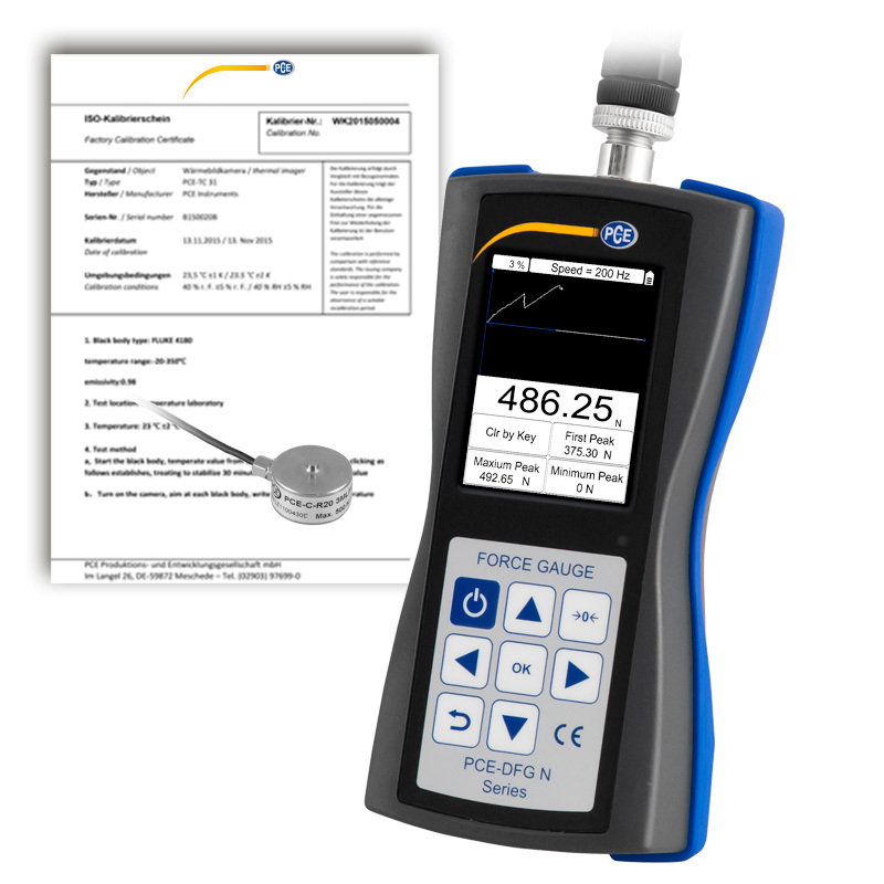 Silomer PCE-DFG NF, pre tlakové napätie, do 500 N, externý snímač zaťaženia + certifikát ISO - 1