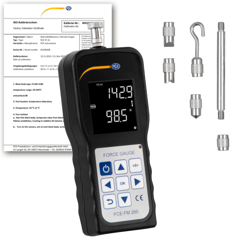 Silomer PCE-FM, pre meranie ťahu a tlaku, do 200 N, vnútorný snímač zaťaženia + certifikát ISO - 1