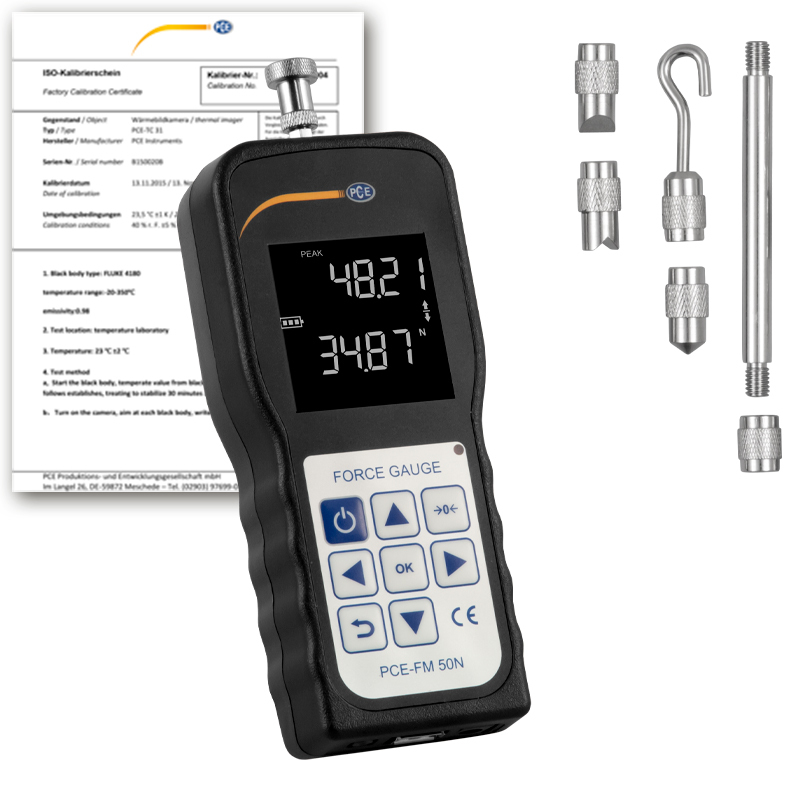 Silomer PCE-FM, pre meranie ťahu a tlaku, do 50 N, vnútorný snímač zaťaženia + certifikát ISO - 1