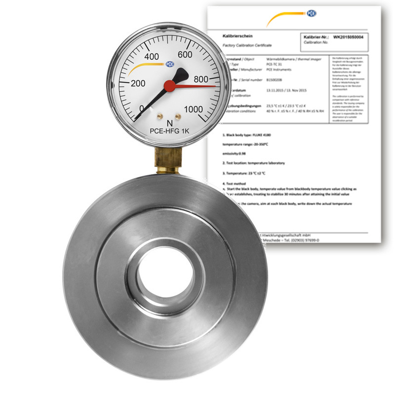 Dynamomètre PCE-HFG, pour compression, jusqu'à 1 kN, cellule de charge externe, certificat ISO - 1