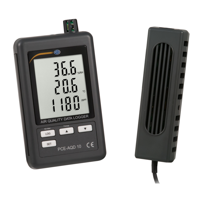 Ilmanlaatumittari PCE-AQD 10, CO2-pitoisuuden, lämpötilan ja ilmankosteuden mittaamiseen - 1