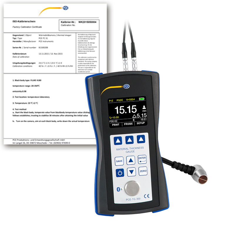 Tloušťkoměr PCE-TG 300, do 600 mm, se senzorem 90°, certifikát ISO - 1