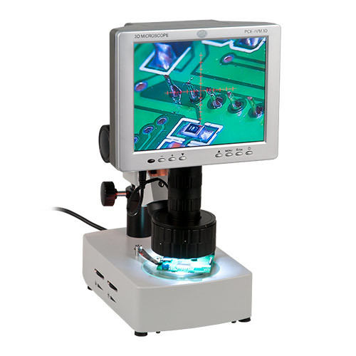 Microscopio PCE-IVM, luce riflessa e trasmessa, zoom d'ingrand. 75, trasmissione USB, con monitor - 1