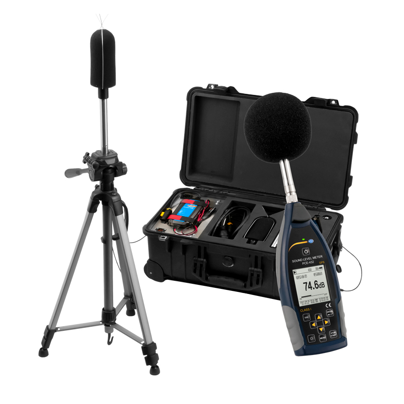 Miernik poziomu dźwięku PCE-432, klasa 1 (do 136 dB), z zestawem do pomiaru hałasu zewn., moduł GPS - 1