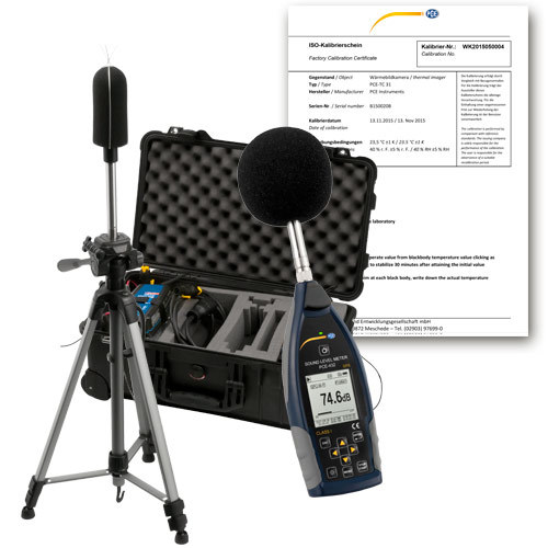 Meradlo úrovne hluku PCE-430, trieda 1 (do 136 dB), s meraním vonkajšieho hluku + ISO certifikát - 1