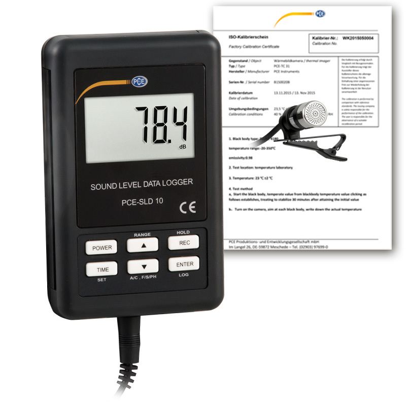 Schallpegelmessgerät PCE-SLD, Messbereich 30 - 130 dB, Mikrofon mit Halteclip + ISO-Zertifikat - 1