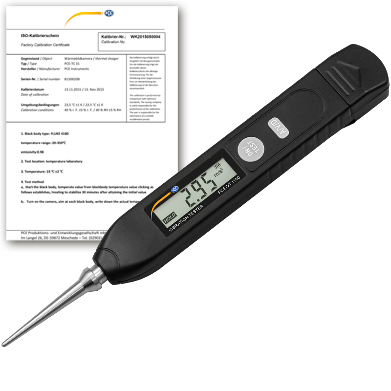 Prístroj na meranie vibrácií PCE-VT 1100, meranie vibrácií na strojoch, 45 mm sonda + certifikát ISO - 1