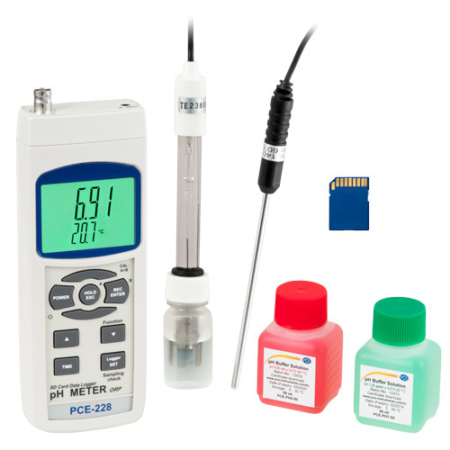 Analizator wody PCE-228, wartość pH, redoks i temperatura, do cieczy, z roztworami kalibracyjnymi - 1