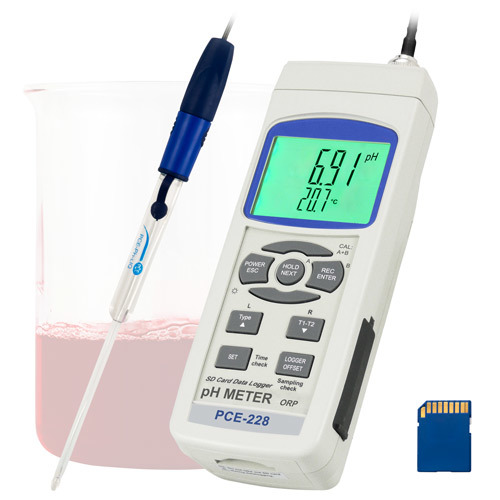 Analyzátor vody PCE-228, hodnota pH, redox a teplota, pre krv, pivo a mliečne výrobky - 1