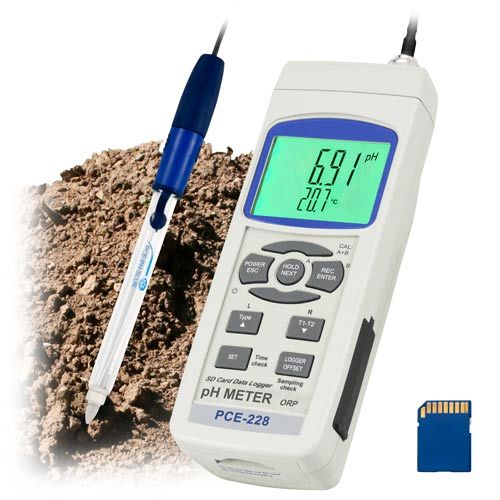Analyseur d'eau PCE-228, pH, redox et température, pour terre et boue - 1