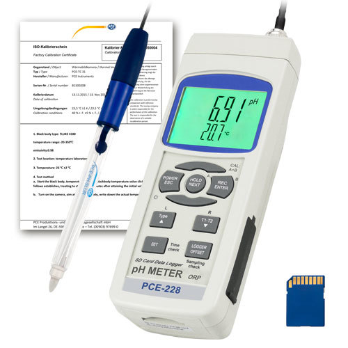 Wasseranalysegerät PCE-228, pH-Wert, Redox und Temperatur, für Erde und Schlamm + ISO-Zertifikat - 1