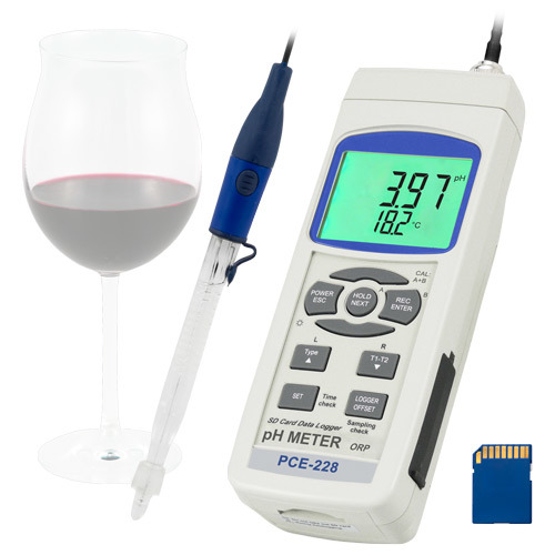 Analizator wody PCE-228, wartość pH, redoks i temperatura, do wina i piwa - 1