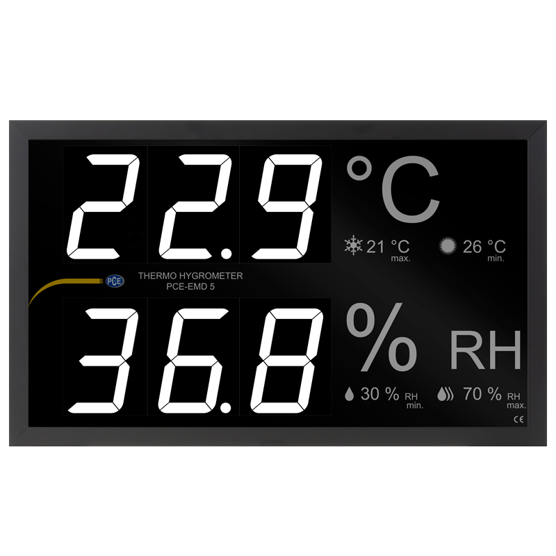 Klimamessgerät PCE-EMD, zur Messung von Celsius-Temperatur und Feuchtigkeit + ISO-Zertifikat - 2