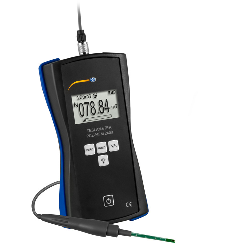 Medidor de campo magnético PCE-MFM 2400, rangos de medición 0 - 200mT y 0 - 2000G, transversAL, ISO - 2