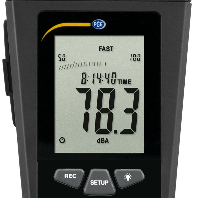 Misurat. livello sonoro PCE-MSM, range misur. 30-130 dB, con valutazione frequenza A e C + cert. ISO - 2