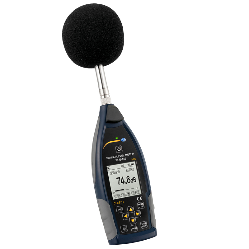 Miernik poziomu dźwięku PCE-432, klasa 1 (do 136 dB), z zestawem do pomiaru hałasu zewn., moduł GPS - 2