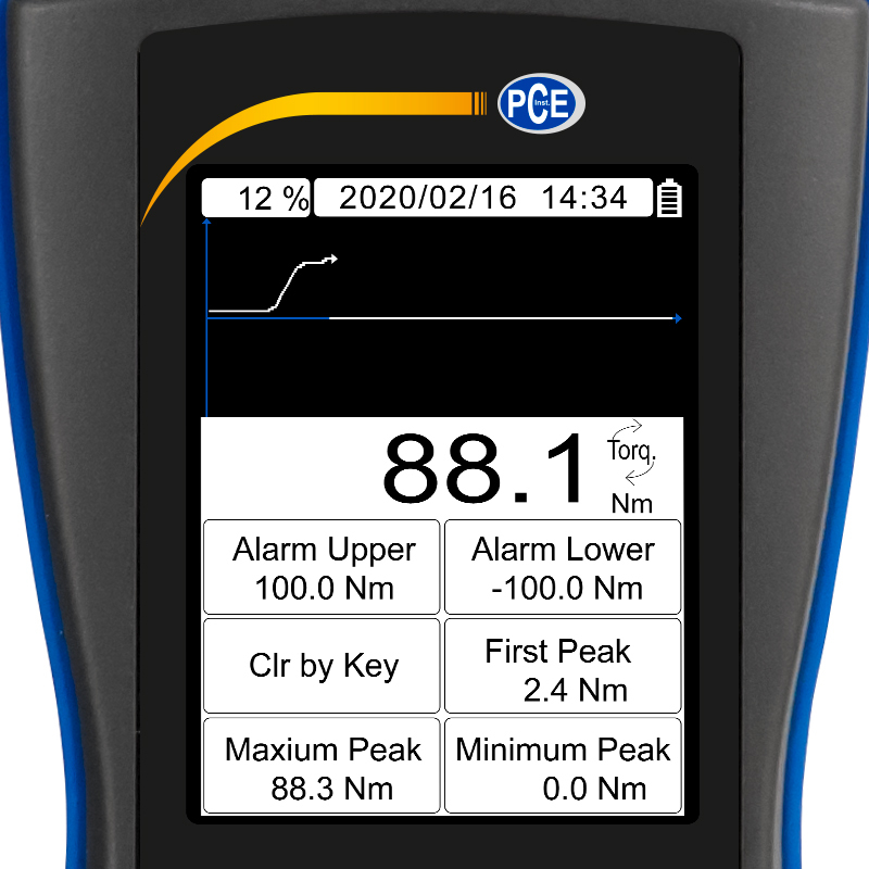 Vääntömomenttimittari PCE-DFG, 1/2 sisäp. neliökolon mittaukseen, 100 Nm, 1/2 + ISO-sertifikaatti - 3