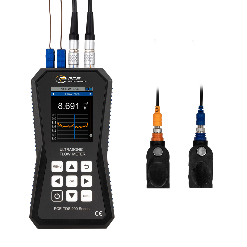 Caudalímetro PCE-TDS 200, 2 sensores, ancho nominal DN 50 - 700 + certificado de calibración ISO - 3