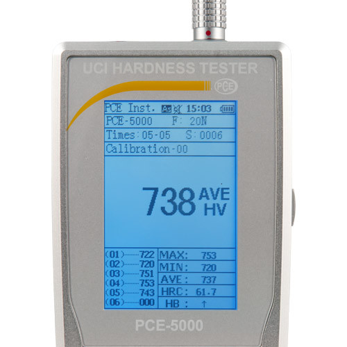 Ultrazvukové meradlo tvrdosti PCE 5000, pre kovové materiály, HV, HB, HRC, HRB, HRA, MPa + ISO - 3