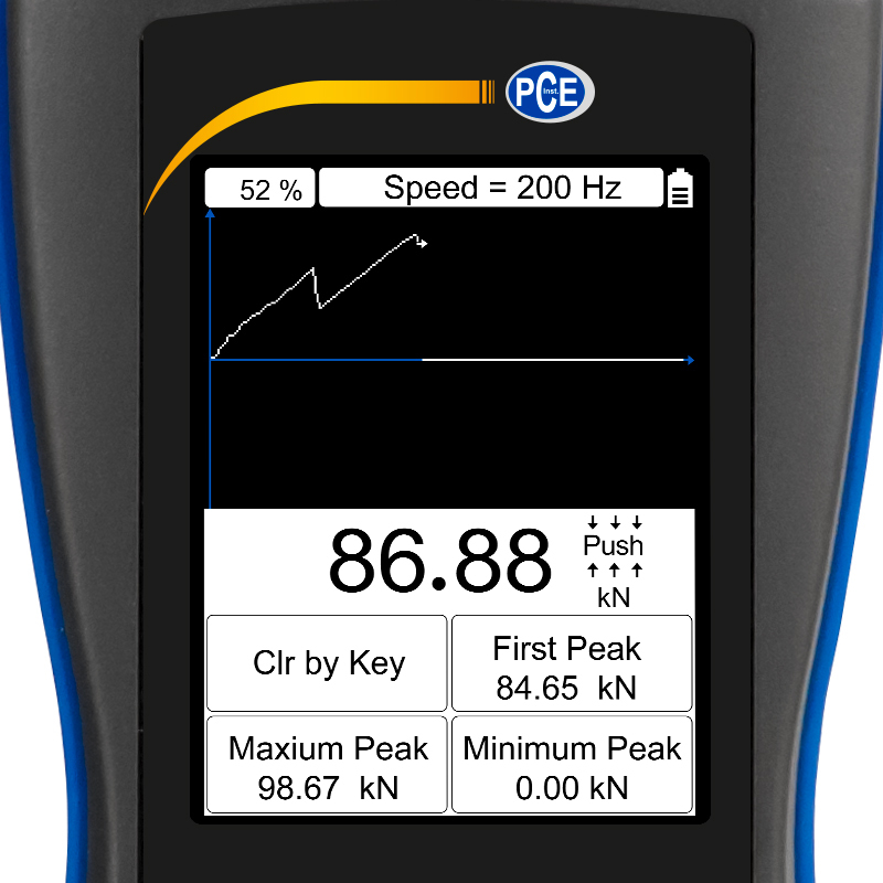 Silomer PCE-DFG N, pre meranie ťahu a tlaku, do 100 kN, externý snímač zaťaženia + ISO - 3