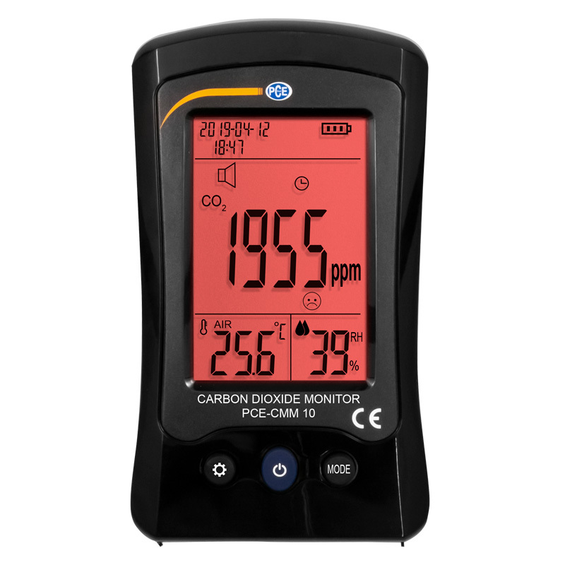 Misuratore di qualità dell'aria PCE-CMM, misuraz. di CO2, temperatura, umidità, con 3 display LC - 3