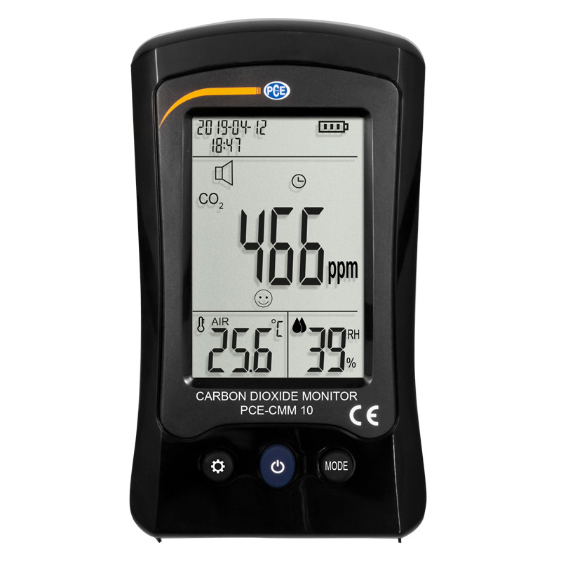 Medidor  calidad del aire PCE-CMM, medición de CO2, temperatura, humedad, pantalla de 3 LC, ISO - 3