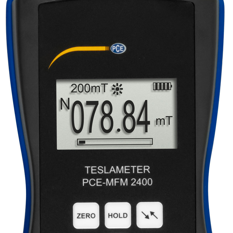 Magneettikenttämittari PCE-MFM 2400, mittausalue 0 - 200 mT ja 0 - 2000 G, aksiaalinen + ISO - 3