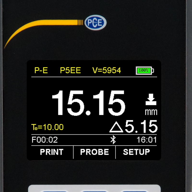 Meradlo hrúbky materiálu PCE-TG 300, do 600 mm, so senzorom 90° + certifikát ISO - 3