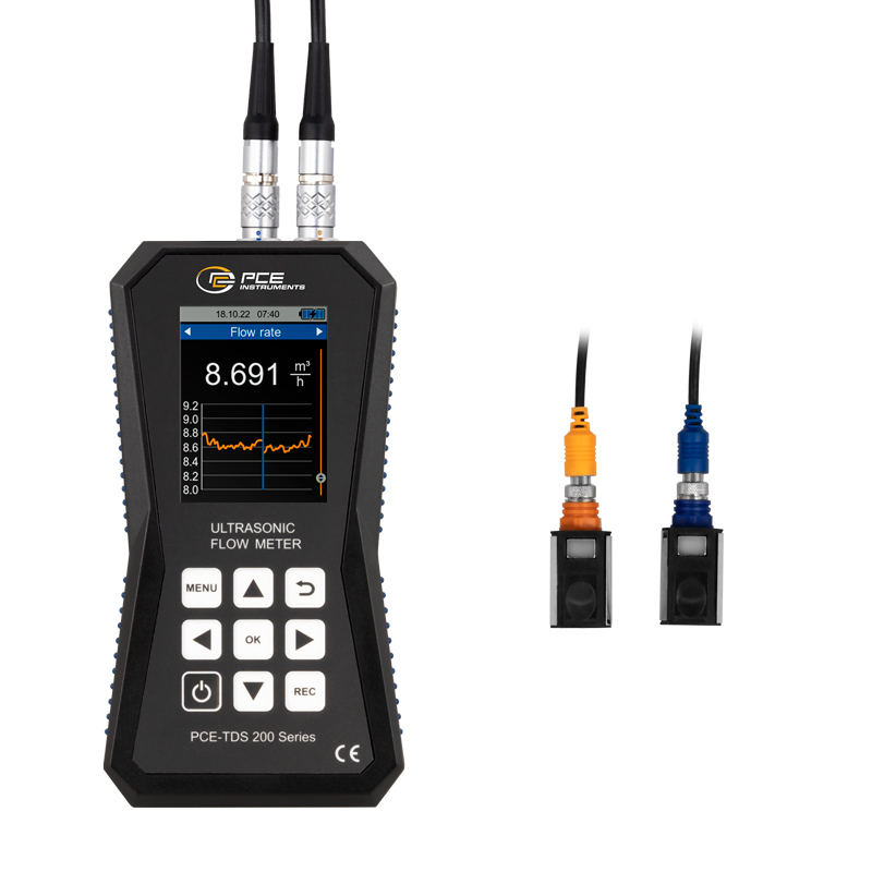 Caudalímetro PCE-TDS 200, 2 sensores, ancho nominal DN 15 - 100 + certificado de calibración ISO - 5