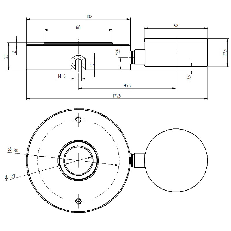 Dynamomètre PCE-HFG, pour compression, jusqu'à 10 kN, cellule de charge externe, certificat ISO - 5