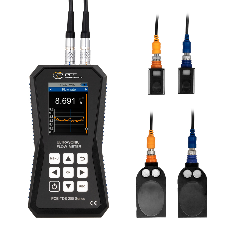 Durchflussmessgerät PCE-TDS 200, mit 4 Sensoren, Nennweite DN 15 - 6000 + ISO-Kalibrierzertifikat - 6