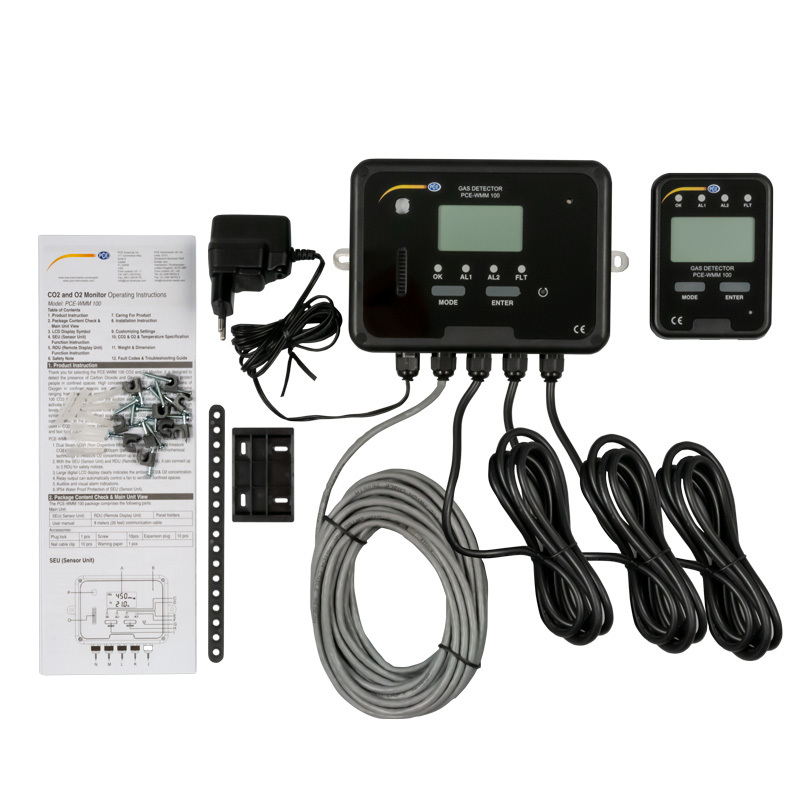Gasmessgerät PCE-WMM, mit CO2 und O2 Sensor, Haupt- und Remoteeinheit + ISO-Kalibrierzertifikat - 6