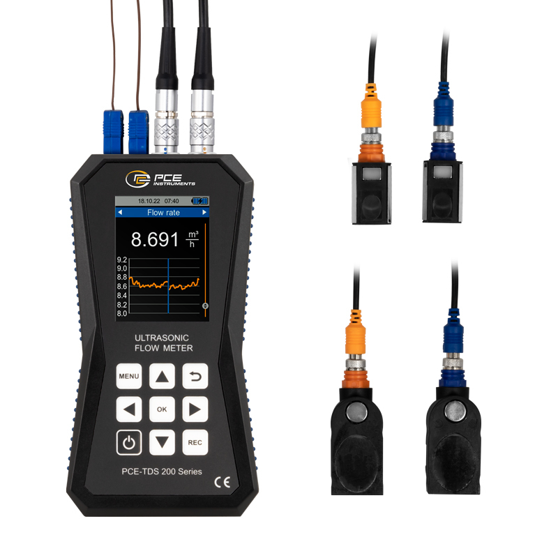 Misuratore di portata PCE-TDS 200+, con 4 sensori, DN 15 - 700 - 7