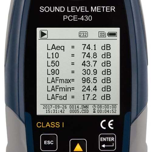 Äänitasomittari PCE-430, luokka 1 (max 136 dB) - 7