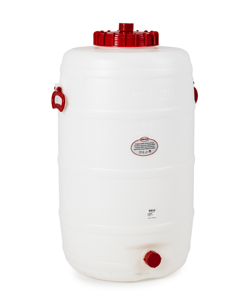 PE drum RF 13, with dispensing tap and 2 carry handles, 125 litre capacity - 3