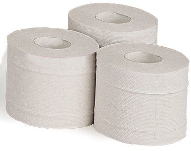 Tissue-Toilettenpapier, Kleinrollen, weiß, 2-lagig, 8 Pack à 8 Rollen, 250 Blatt pro Rolle - 1