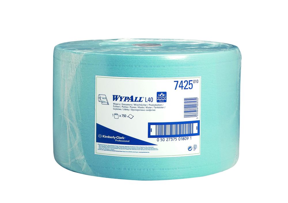 Chiffons de nettoyage WypAll®, L30, rouleau jumbo 7425, bleu, 3 épaisseurs, 1 rouleau 750 chiffons - 1