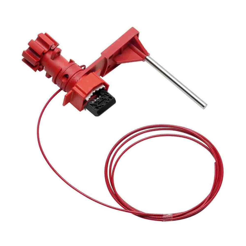 Small universal valve lockout with covered cable and blocking arm - 1