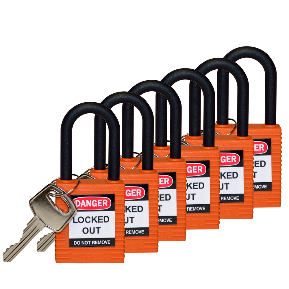 Cadenas en nylon, avec arceau en plastique, x6, orange - 1