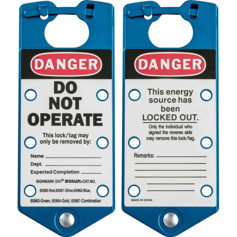 Writable safety blocking bar for group lockout, Pack = 5 pieces, blue - 1