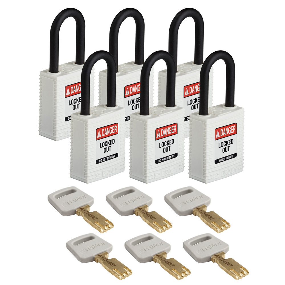 Hangsloten Lockout, SafeKey gemaakt van nylon, vonkvrije behuizing, PU = 6 stuks, wit - 1