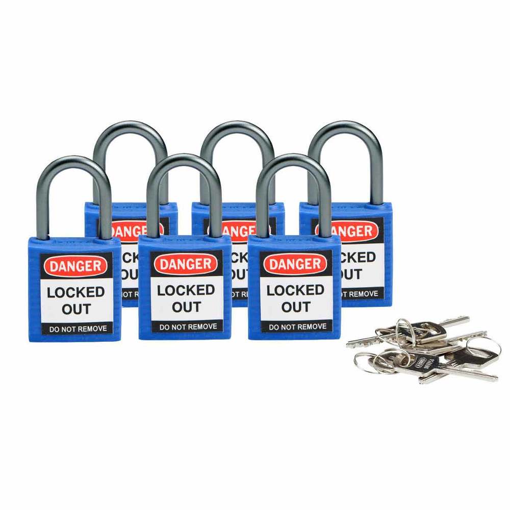 Padlocks in nylon, non-sparking housing, Pack = 6 pieces, blue - 1