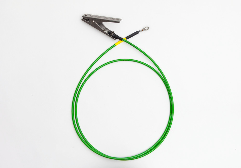 Kabel uziemiający z 1 żabką / 1 pierścieniową końcówką, izolacją, ATEX, długość kabla 2 m - 1